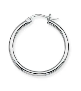 10kt White Gold2mm x 25mm Polished Hoop Earrings