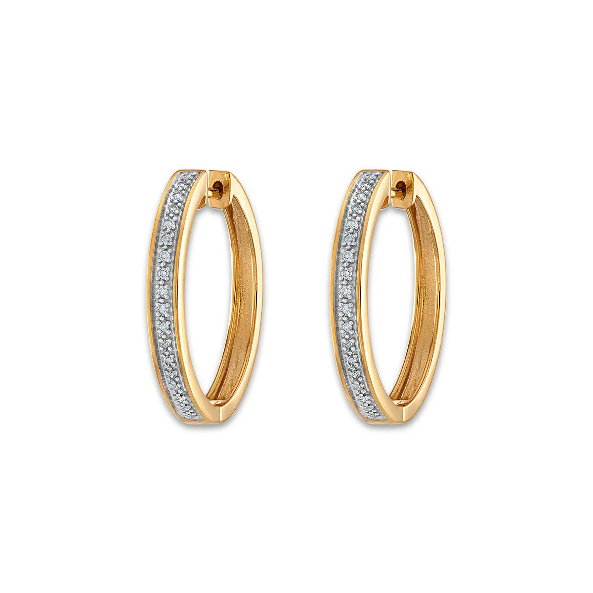 1/10 CTW Diamond Hoop Earrings in 10KT Yellow Gold Plated Sterling Silver