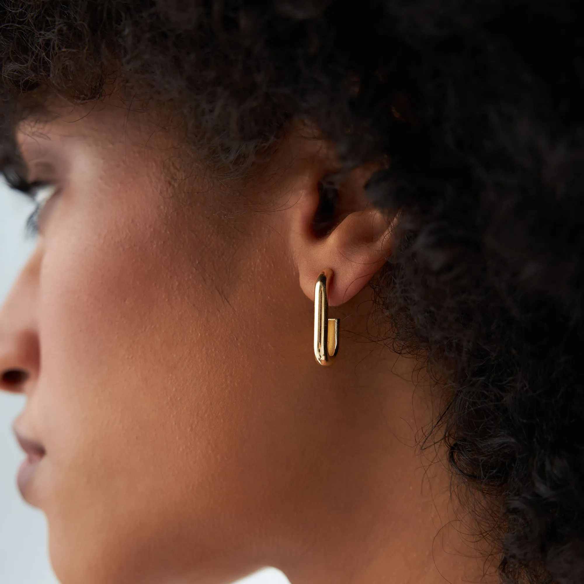 14k Bold Paper Clip Hoop Earrings