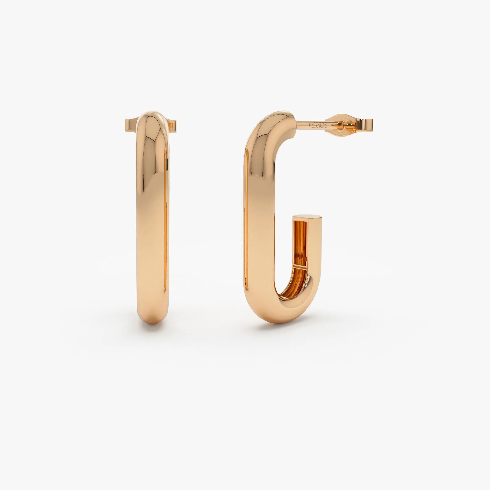 14k Bold Paper Clip Hoop Earrings