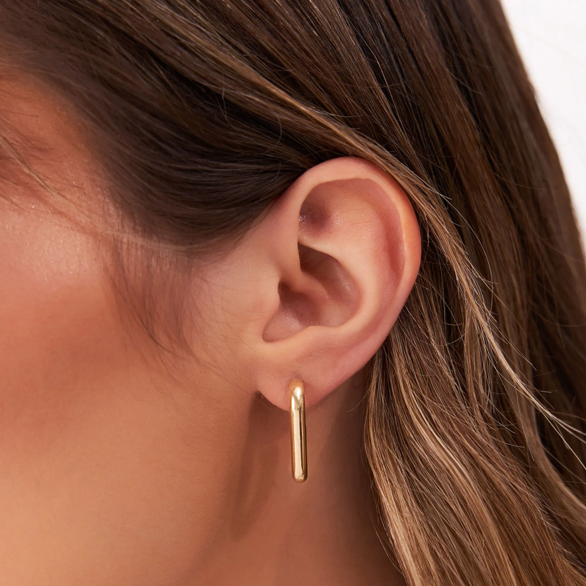 14k Bold Paper Clip Hoop Earrings