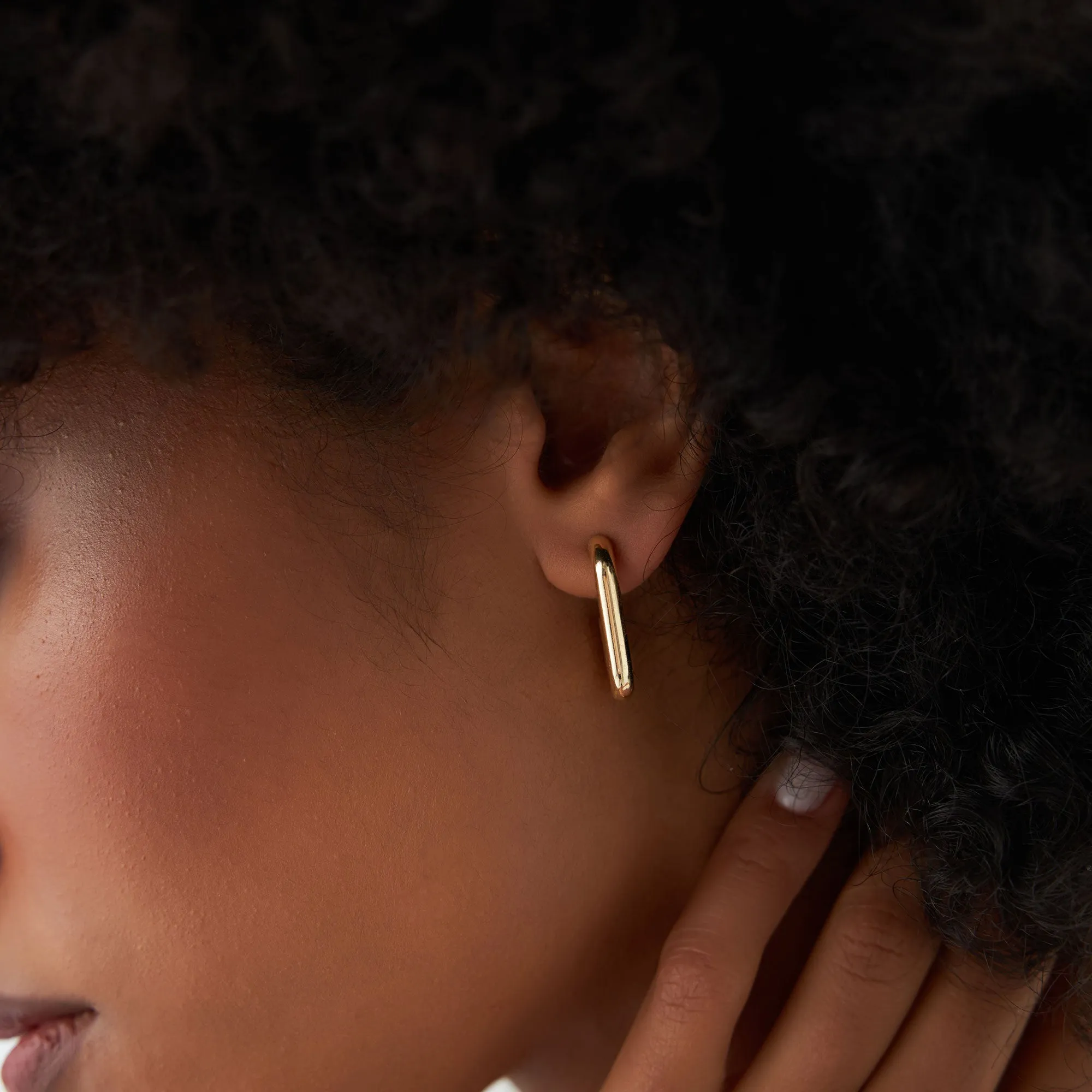 14k Bold Paper Clip Hoop Earrings