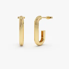 14k Bold Paper Clip Hoop Earrings