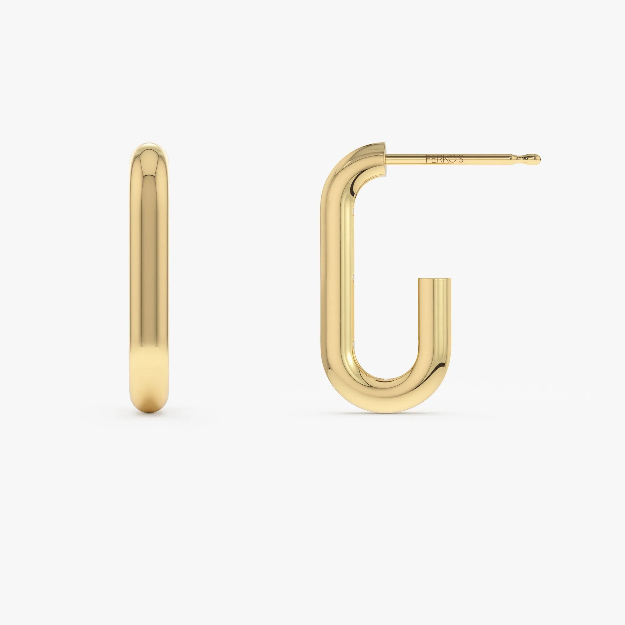 14k Bold Paper Clip Hoop Earrings