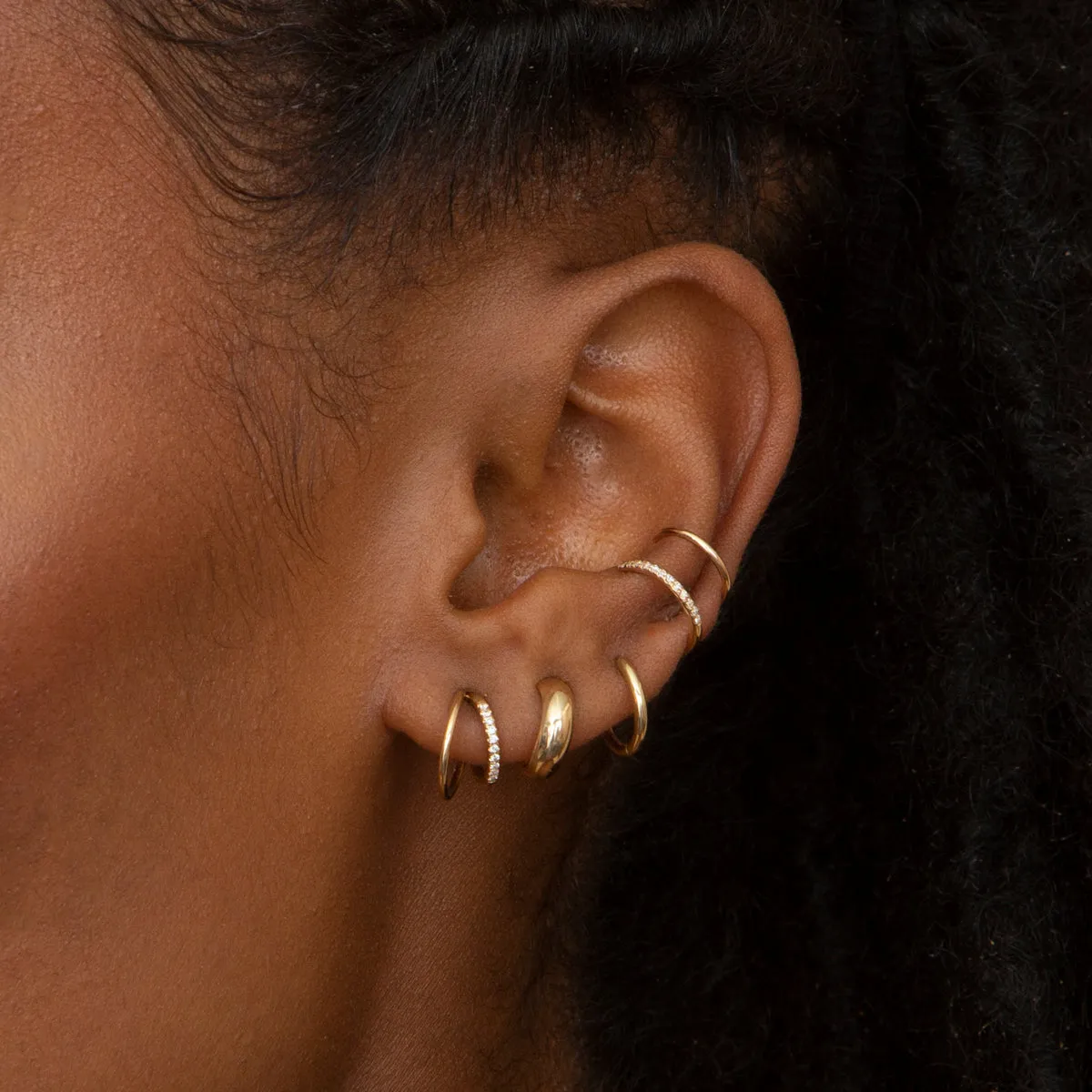 14k Dual-Wire Pavé Diamond Embellished Huggie Hoop Earrings