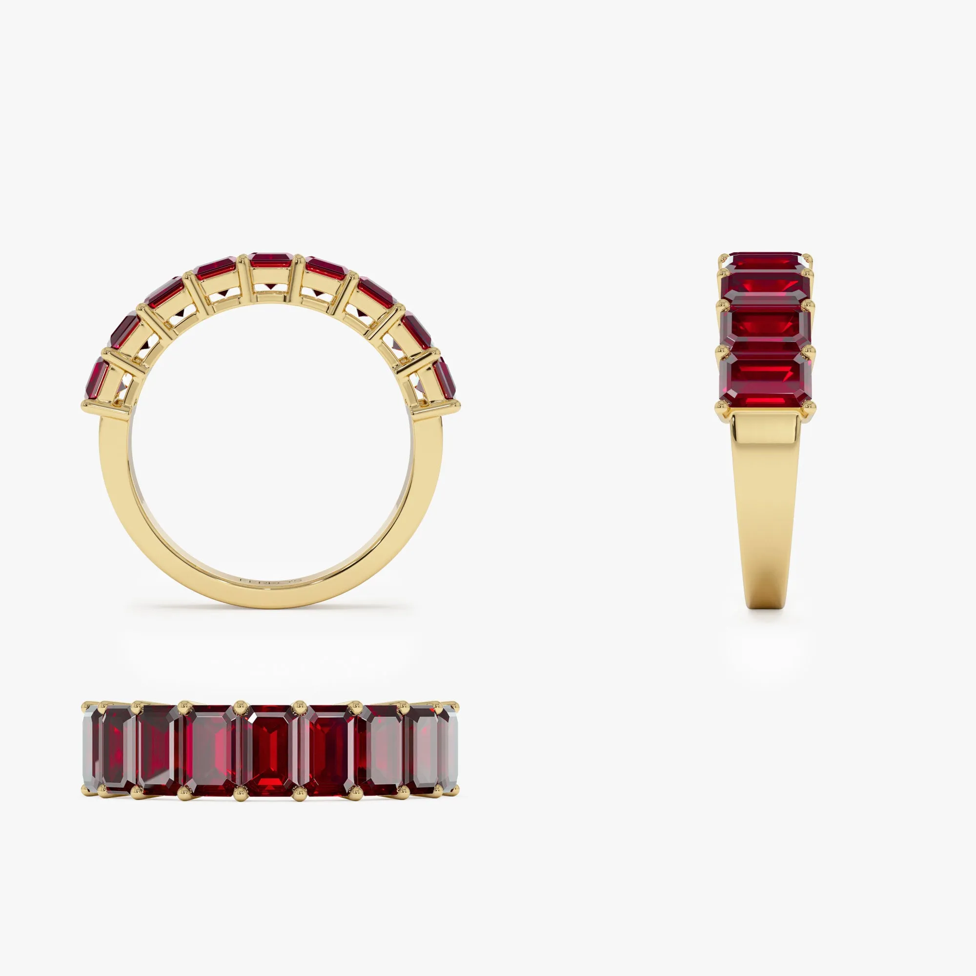 14k Emerald Cut Garnet Nine Stone Ring 3.00ctw