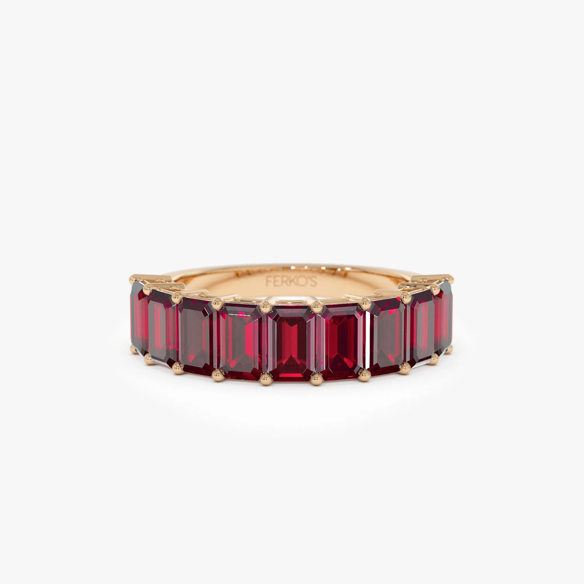 14k Emerald Cut Garnet Nine Stone Ring 3.00ctw
