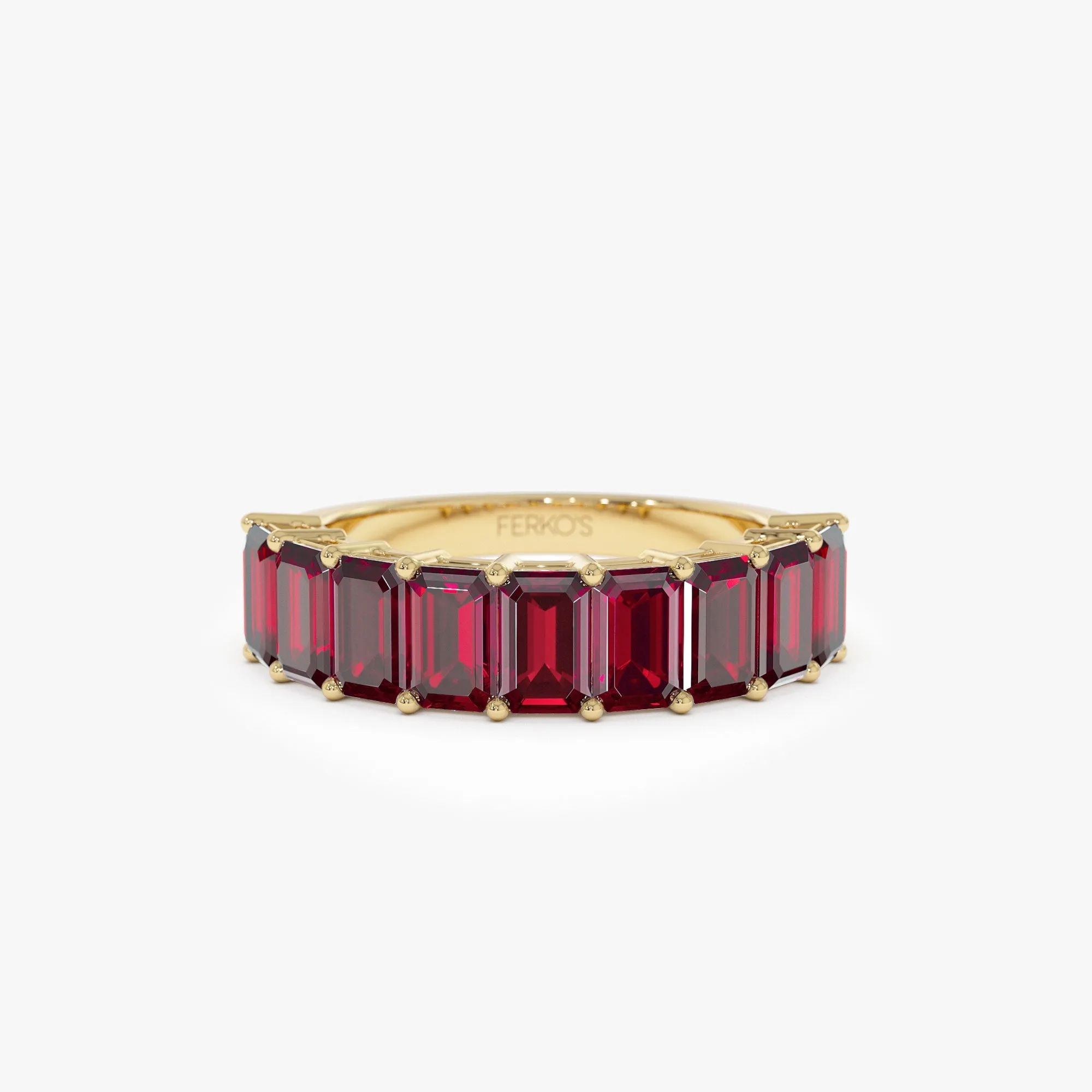 14k Emerald Cut Garnet Nine Stone Ring 3.00ctw