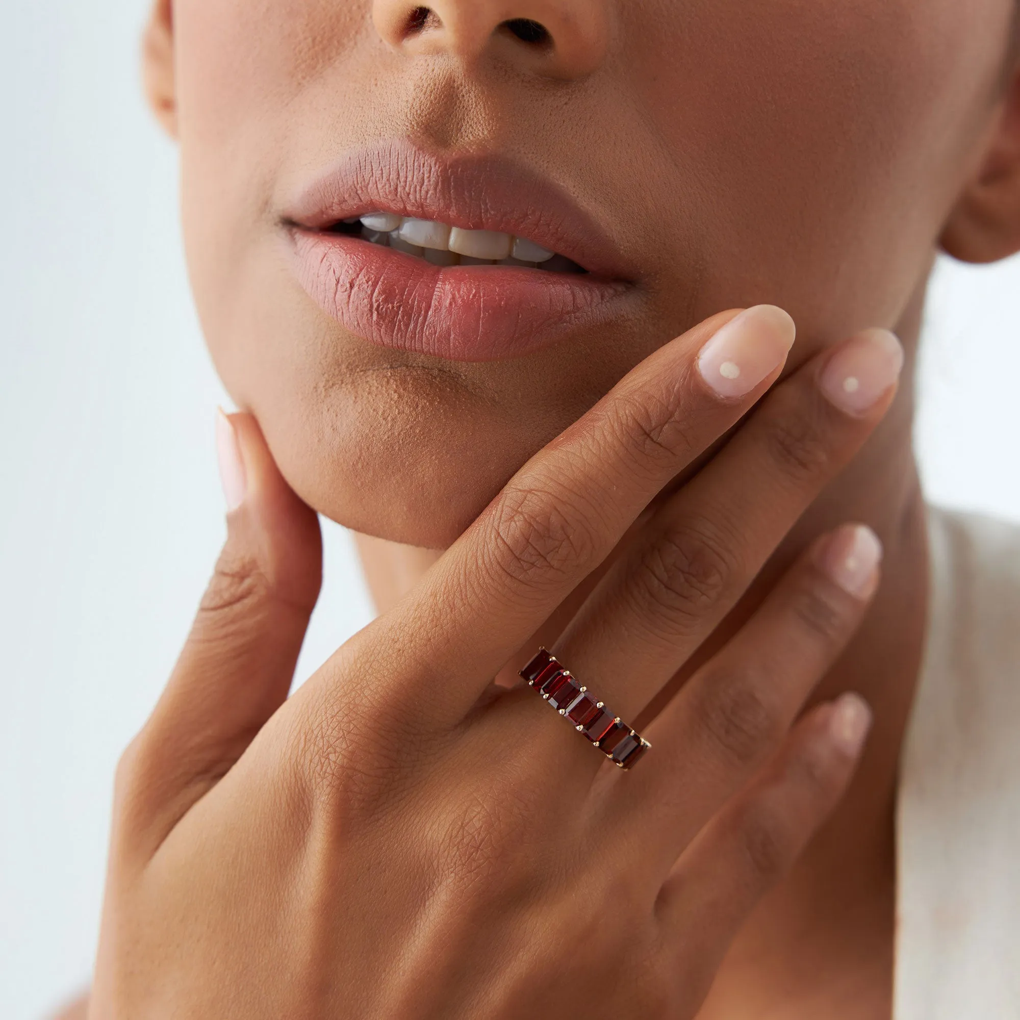 14k Emerald Cut Garnet Nine Stone Ring 3.00ctw