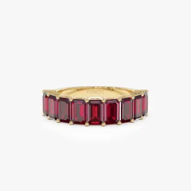 14k Emerald Cut Garnet Nine Stone Ring 3.00ctw