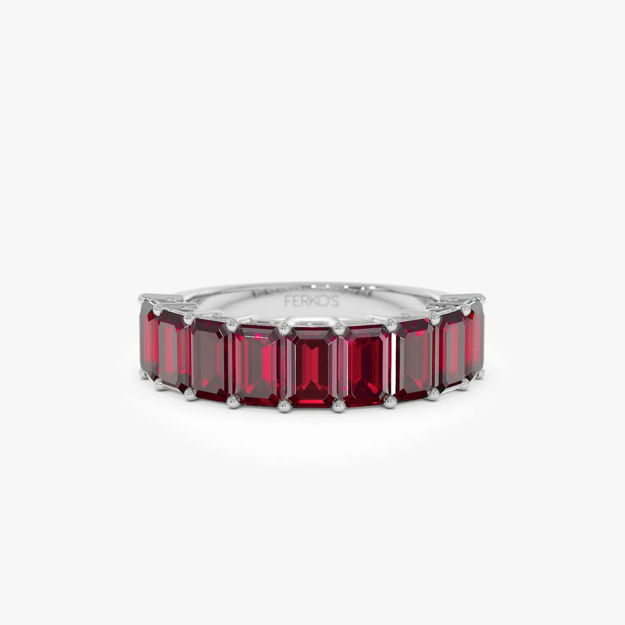 14k Emerald Cut Garnet Nine Stone Ring 3.00ctw