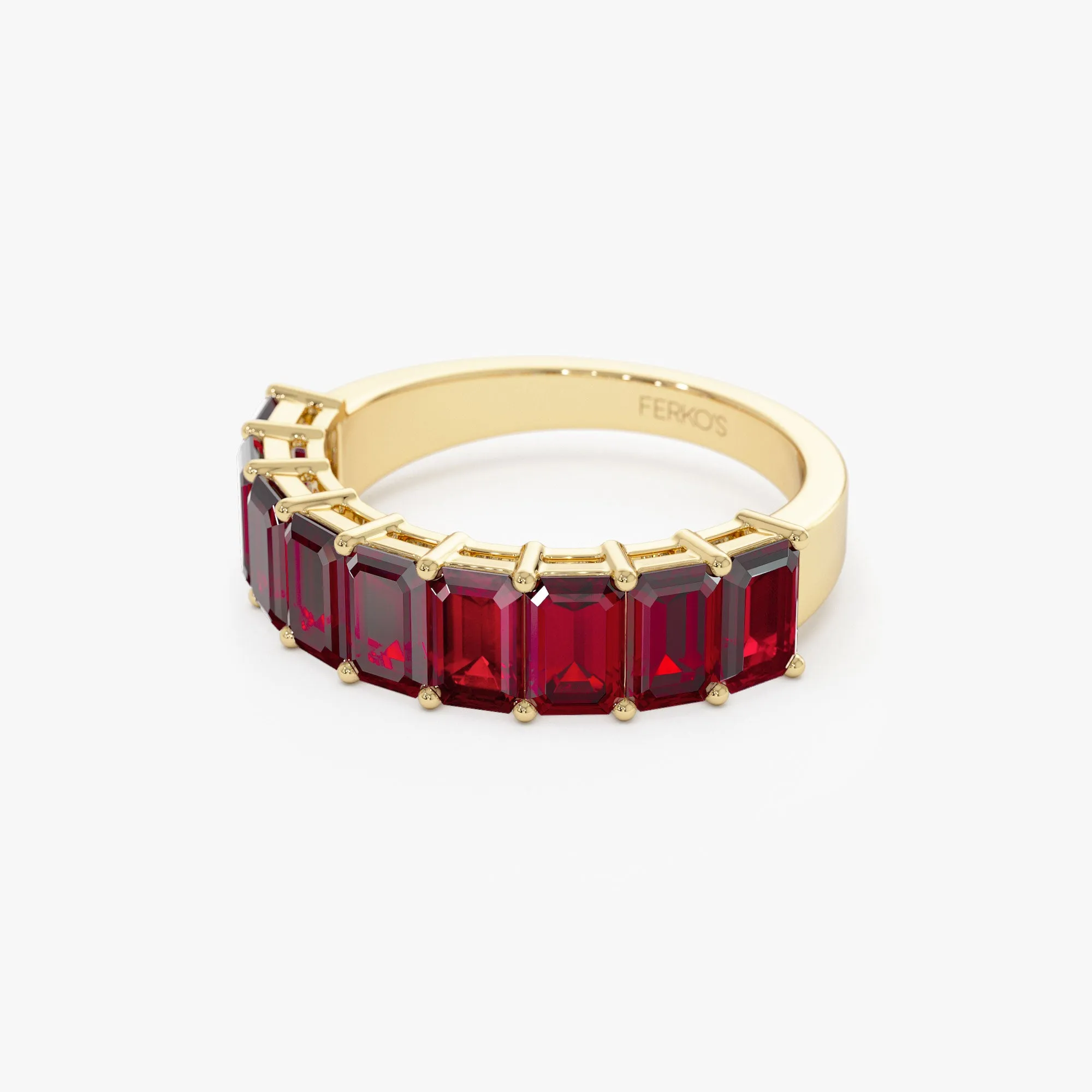 14k Emerald Cut Garnet Nine Stone Ring 3.00ctw