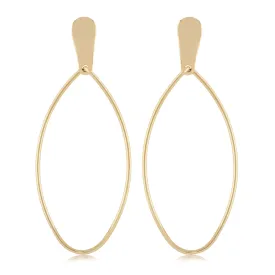 14k Gold Oval Drop Earrings