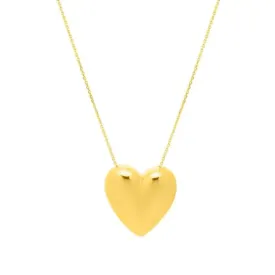 14k Gold Puffed Heart Pendant Necklace