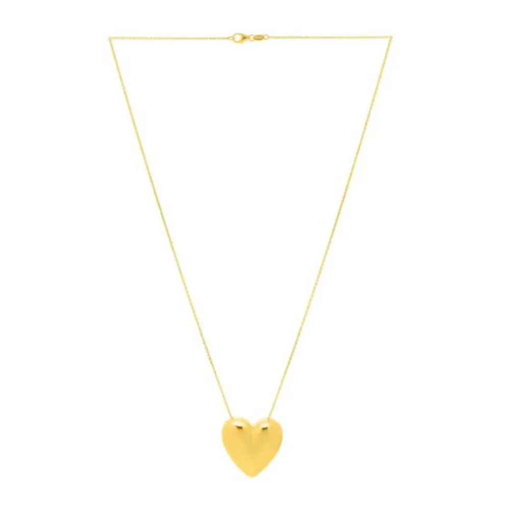 14k Gold Puffed Heart Pendant Necklace