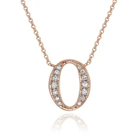 14K Rose Gold Armenian Initial Diamond Necklace
