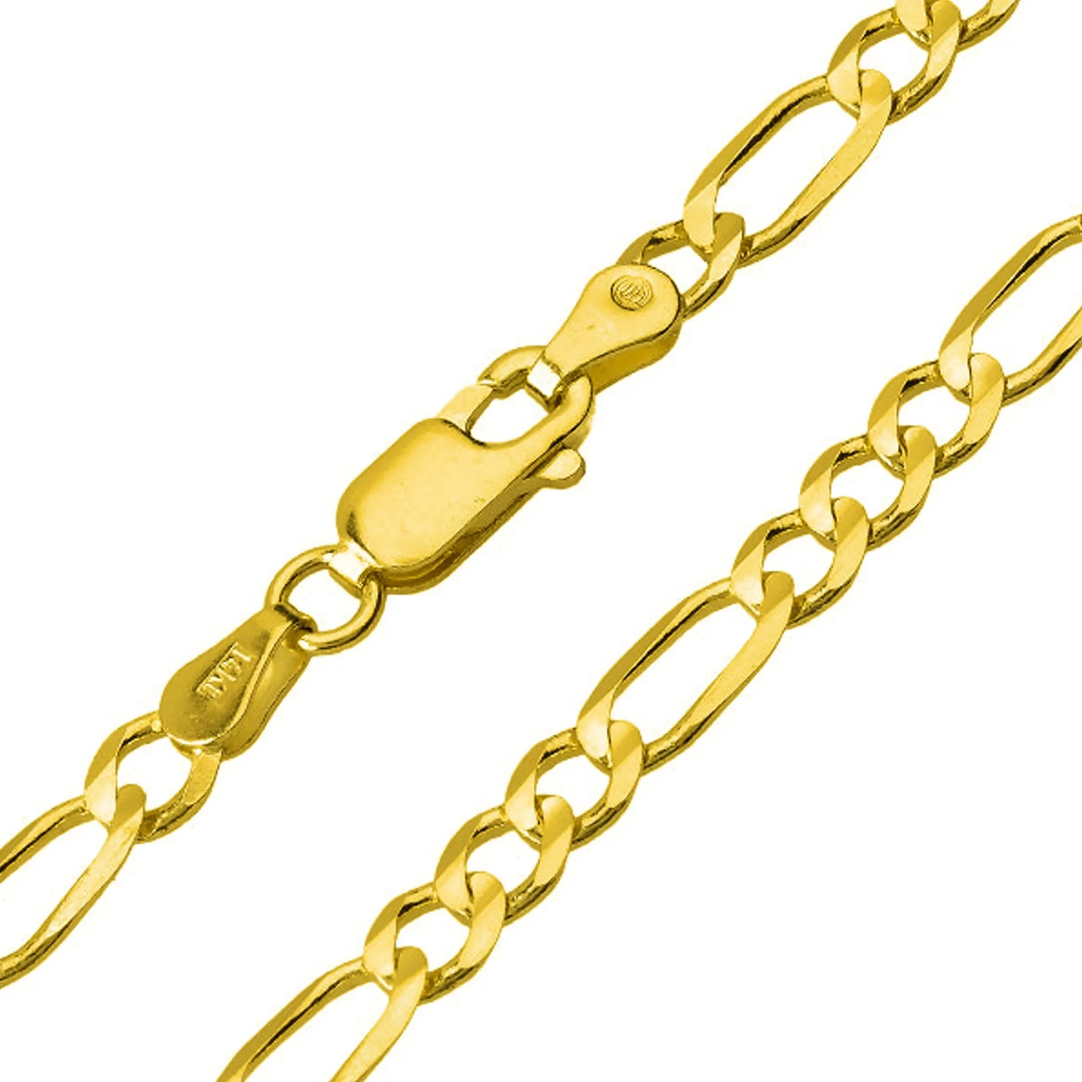 14k Tri-Color Gold Three Hearts Interlocking Dangling Down Pendant with Figaro Necklace