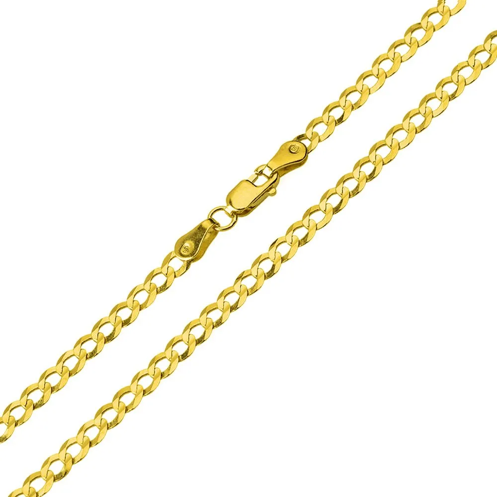 14k Two-Tone Gold Simple Catholic INRI Jesus Crucifix Pendant with Cuban Curb Chain Necklace