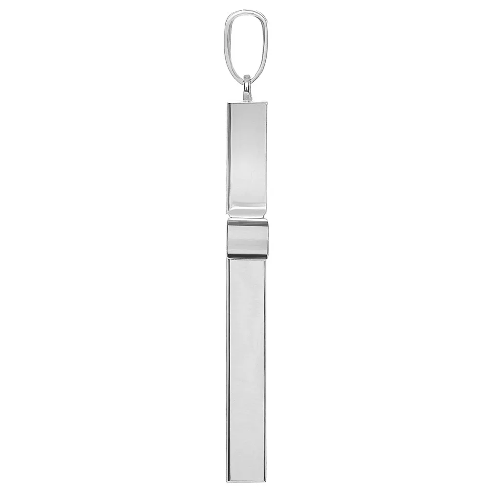 14k White Gold Large Religious Plain Hollow Square Tube Cross Pendant (Depth Thickness 4mm)