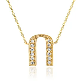 14K Yellow Gold Armenian Initial Diamond Necklace