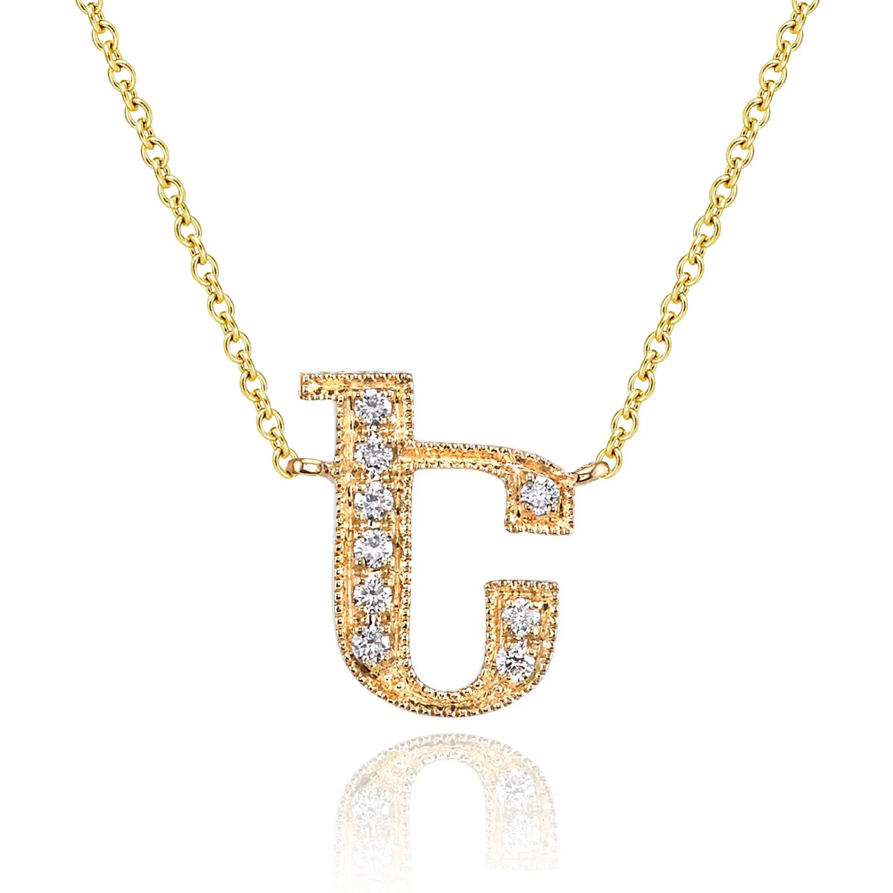 14K Yellow Gold Armenian Initial Diamond Necklace