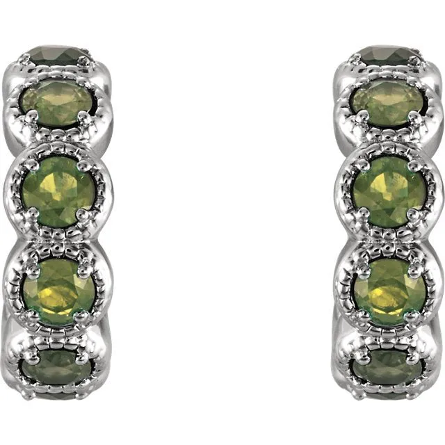 14KT GOLD 1.26 CTW PERIDOT J HOOP EARRINGS