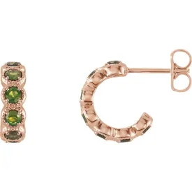 14KT GOLD 1.26 CTW PERIDOT J HOOP EARRINGS