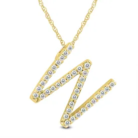 1/5 Carat Tw W Initial Diamond Pendant Necklace In 10K Yellow Gold With Adjustable Chain