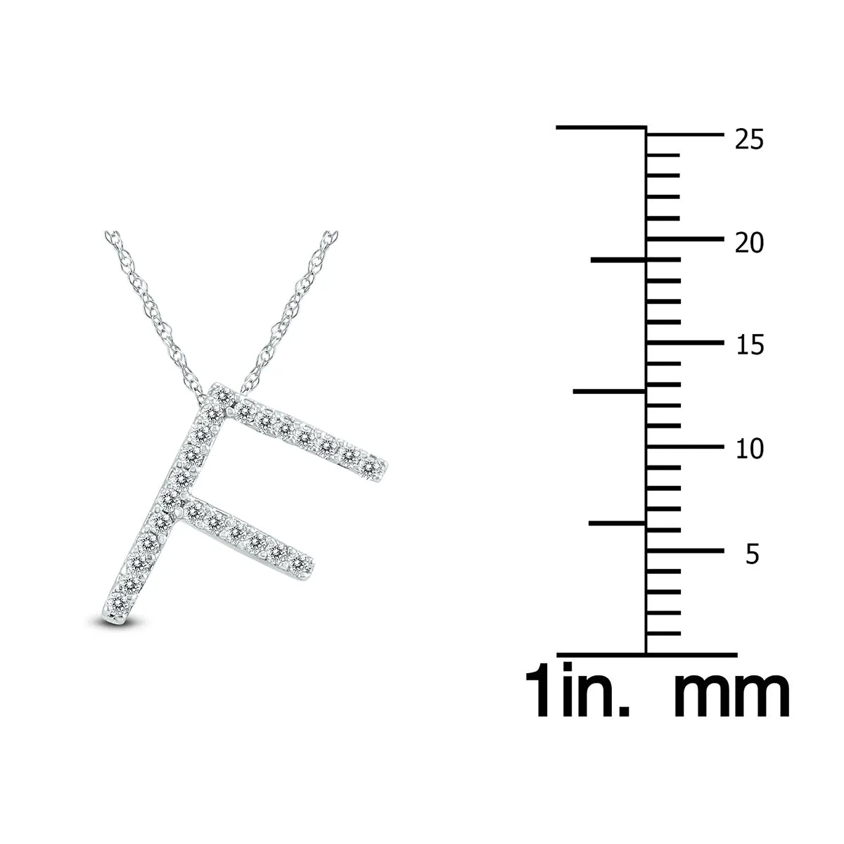 1/8 Carat Tw F Initial Diamond Pendant Necklace In 10K White Gold With Adjustable Chain