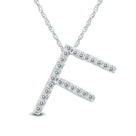 1/8 Carat Tw F Initial Diamond Pendant Necklace In 10K White Gold With Adjustable Chain