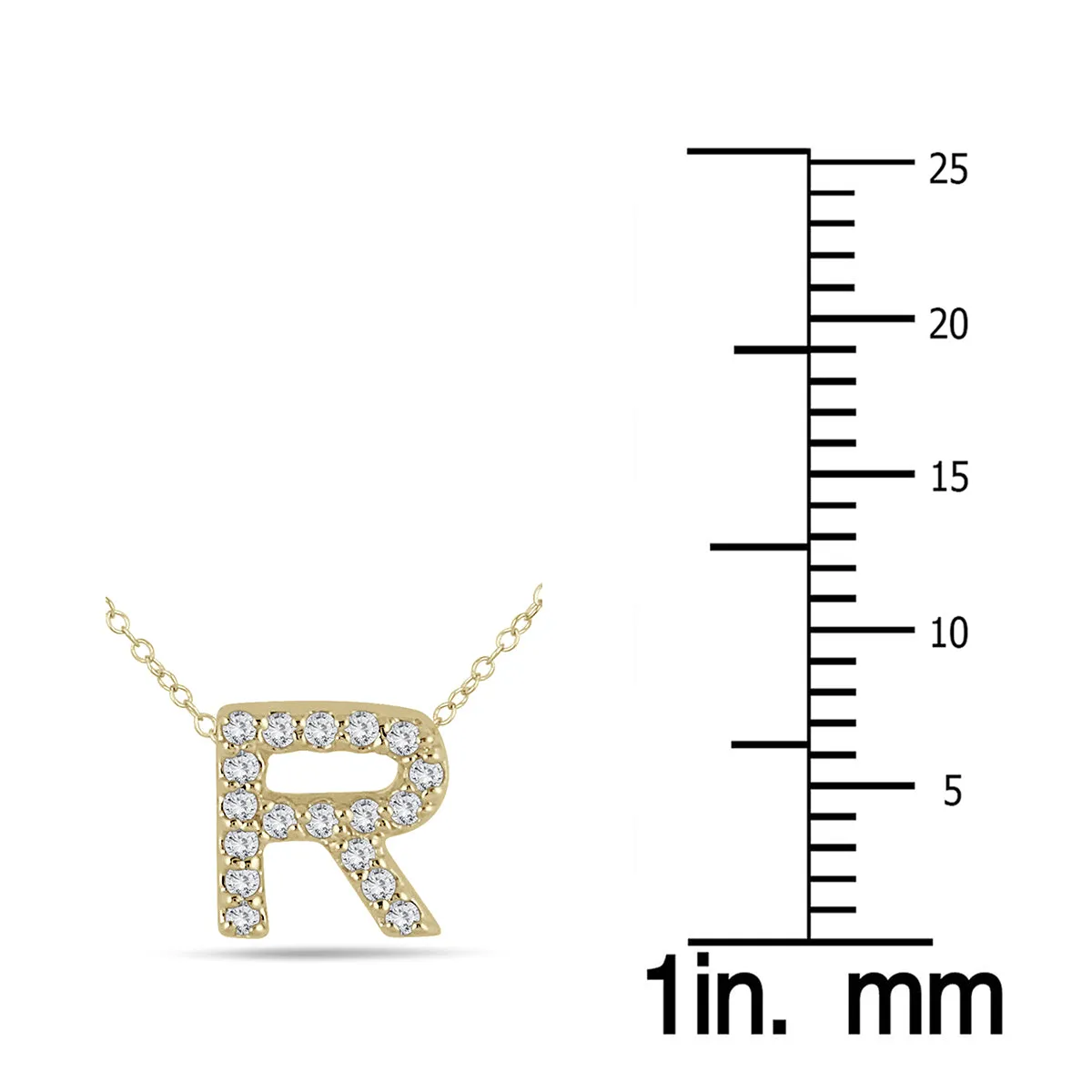1/8 Carat Tw R Initial Diamond Pendant In 10K Yellow Gold