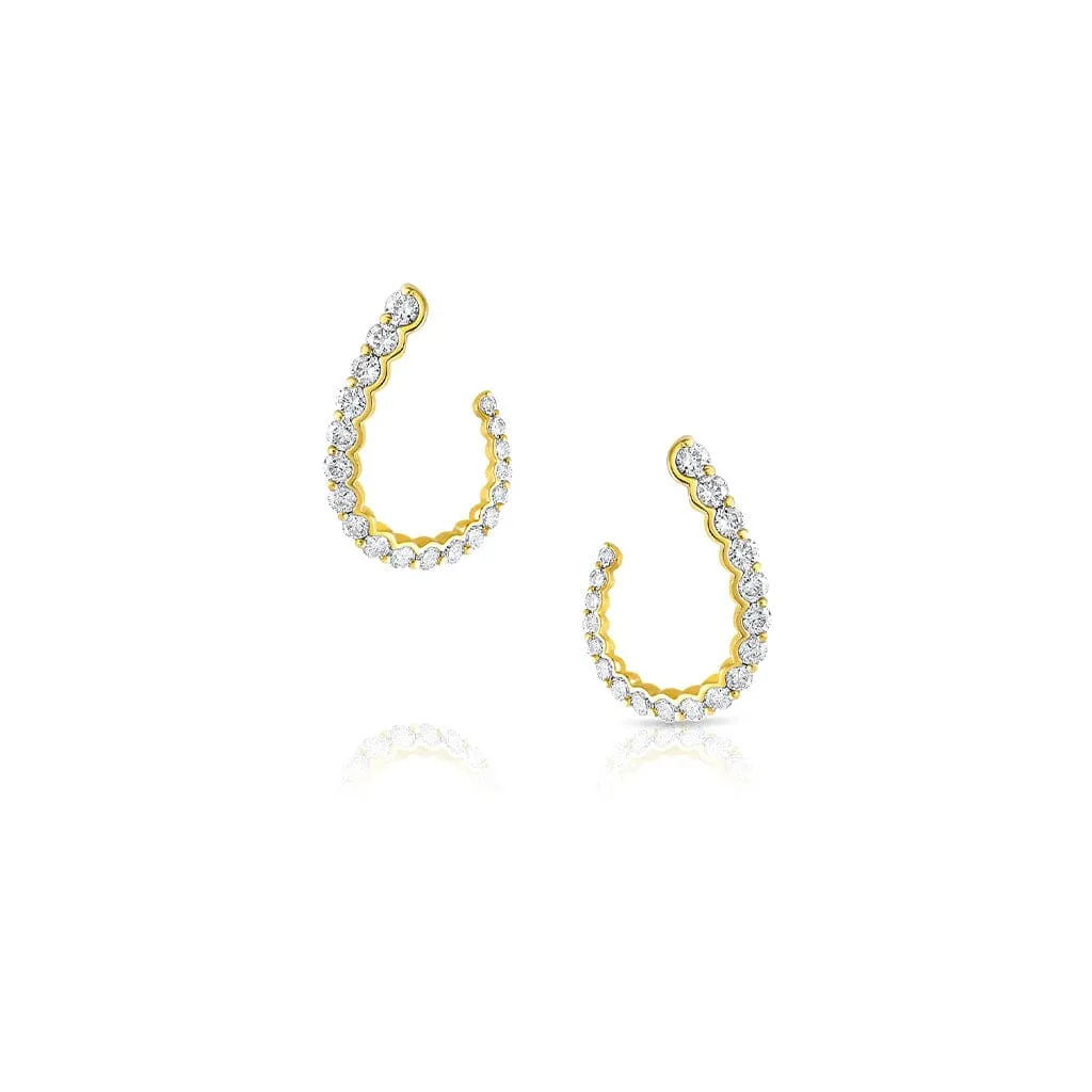 18k Yellow Gold 1.03ctw Diamond Tear Drop Hoop Earrings