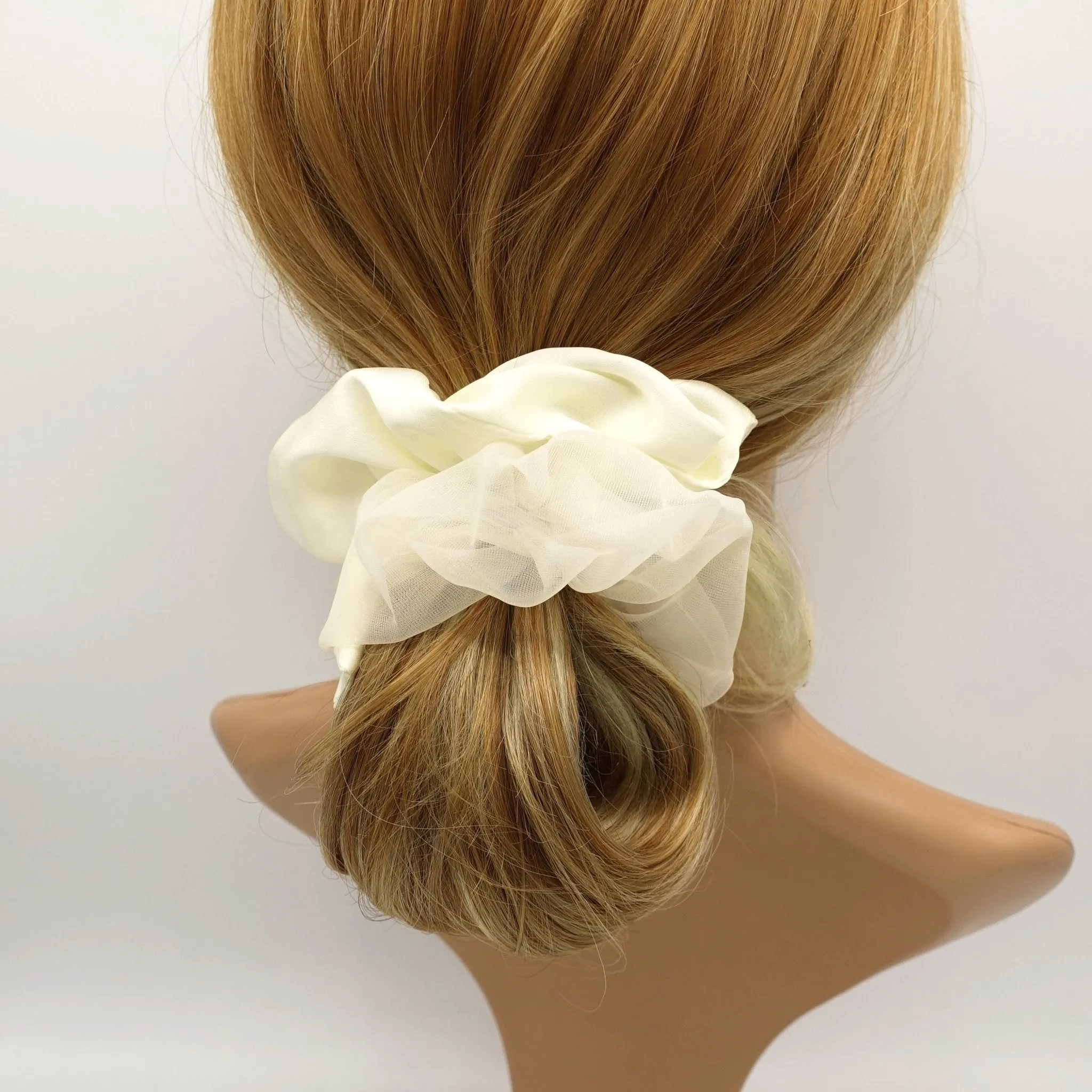 2 block scrunchies organza satin hair elastic scrunchie women hair accessory