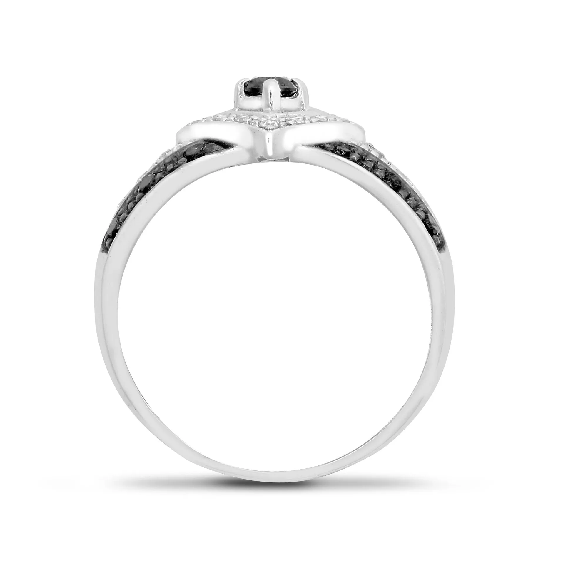 9ct White Gold Diamond And Black Diamond Ring