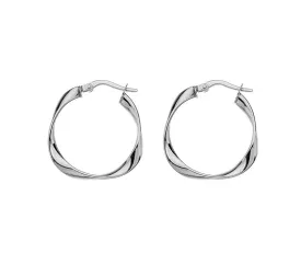 9ct White Gold Twist Hoop Earrings