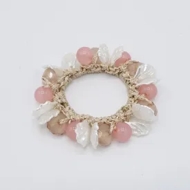 acrylic scallops balls beaded hair elastic ponytail holder woman hair accessory