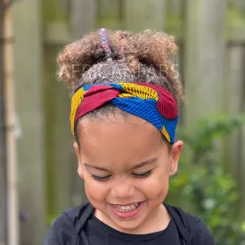 Kids Blue Santana VLISCO African Print Headband - Hair Accessories