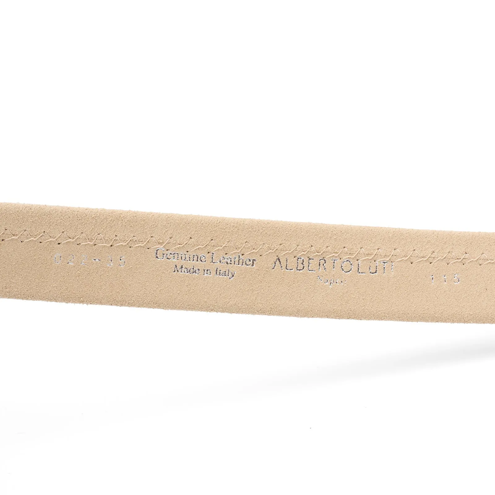 ALBERTOLUTI Napoli Beige Suede Leather Silver-Tone Buckle Tubular Belt NEW