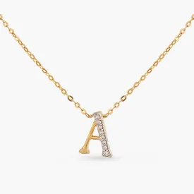 Alphabet A-Z Charms CZ Gold Plated Silver Necklace