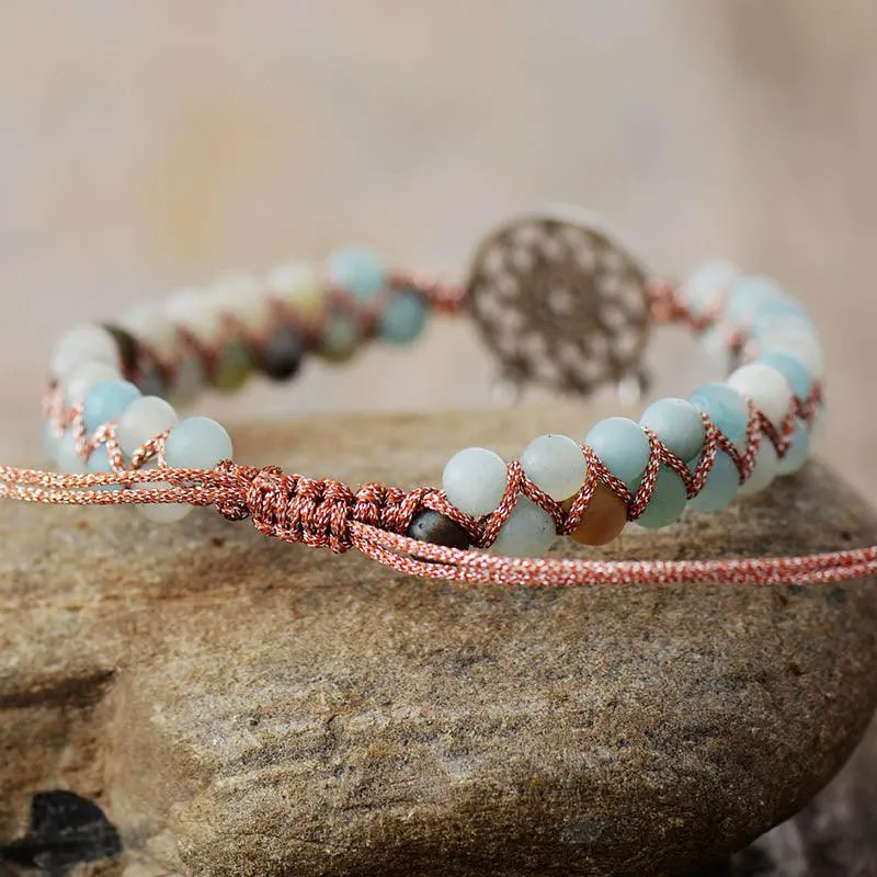 Amazonite Braided Bracelet w/ Dreamcatcher Charm