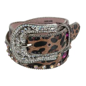 Angel Ranch Girls Leopard Print Western Belt with Light Up Lightning Bolts