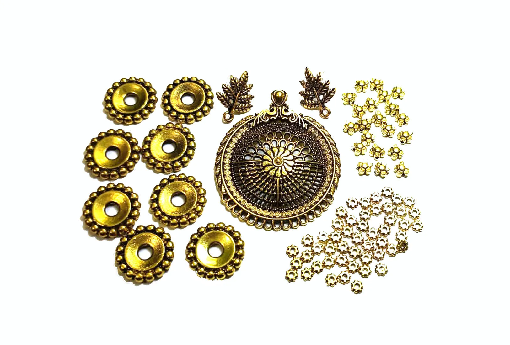 Antique Golden Pendant Studs & Beads Combo