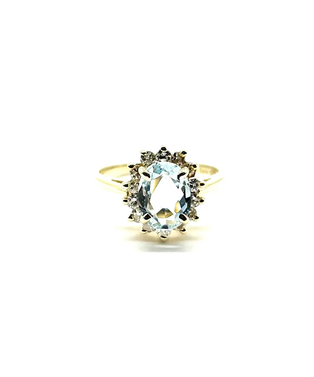 Aquamarine Diamond Halo Ring