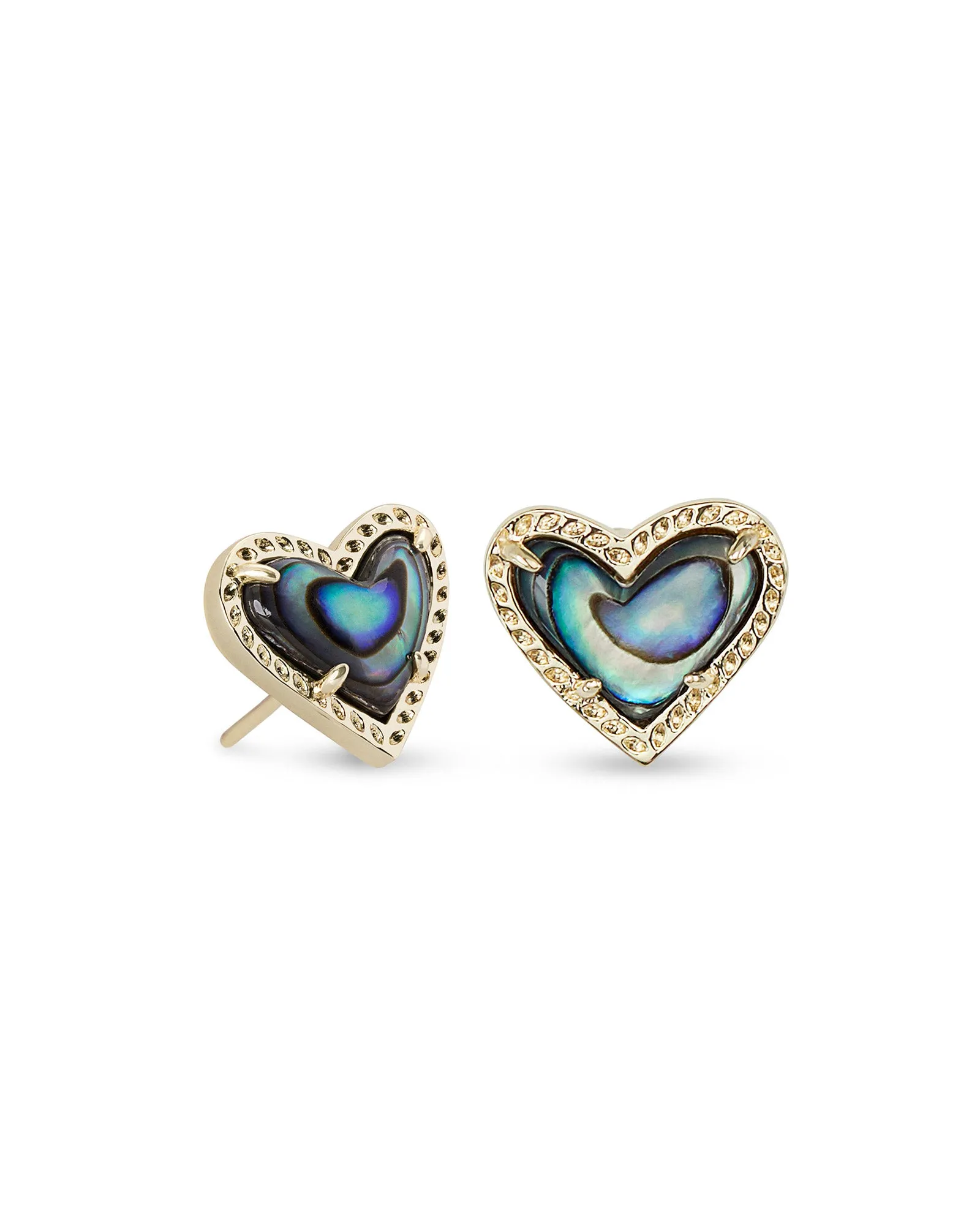 Ari Heart Gold Stud Earring in Abalone Shell