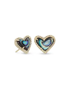 Ari Heart Gold Stud Earring in Abalone Shell