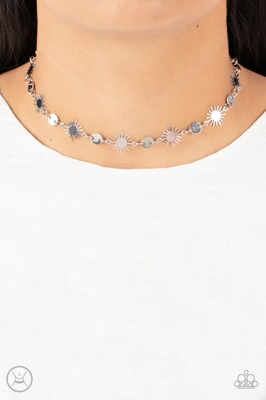 Astro Goddess - Silver - Sunburst Paparazzi Choker Necklace