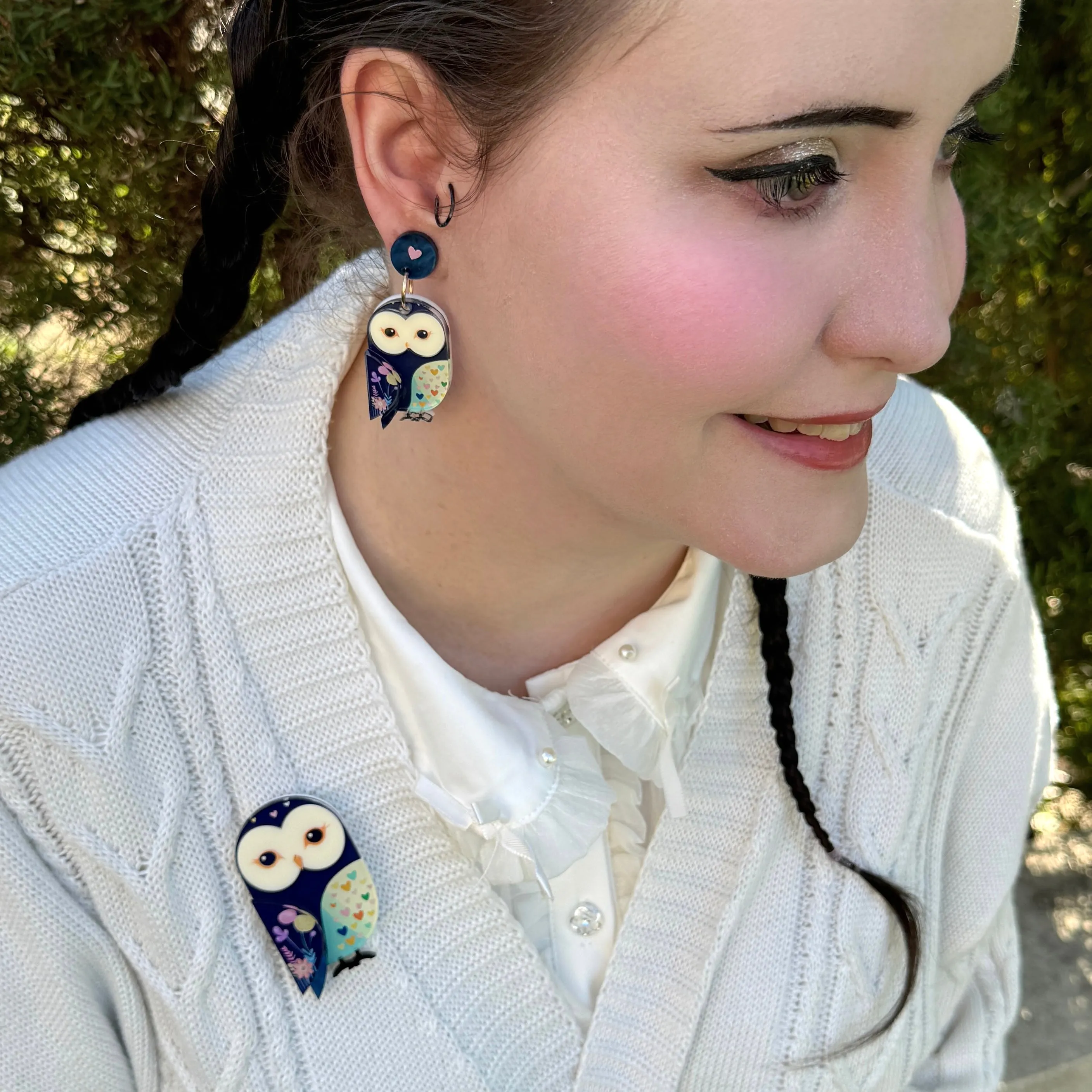 Aurora the barn owl - mini earrings