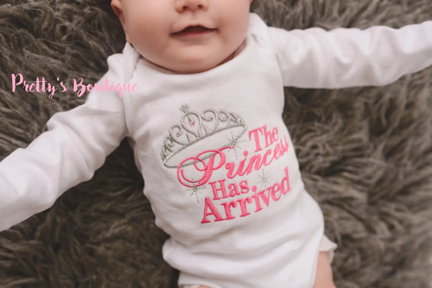 Baby girl The Princess has arrived shirt or bodysuit -- Newborn coming home outfit-- Perfect for hospital or coming home outfit