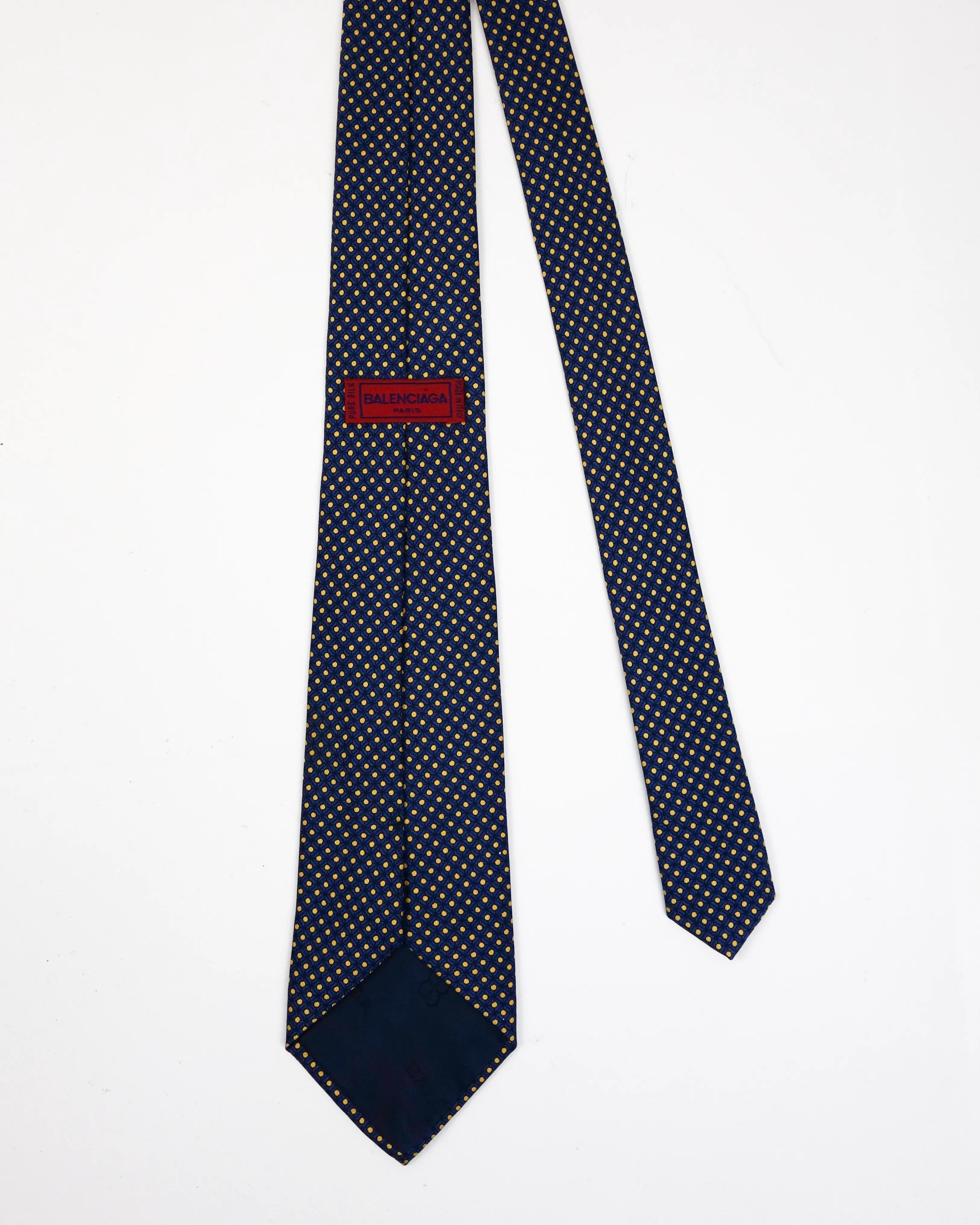 Balenciaga Golden Dots Print Blue Silk Tie 2000's