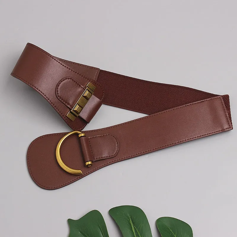 Elegant Womens Gold-Tone Pin Buckle Waist Belt